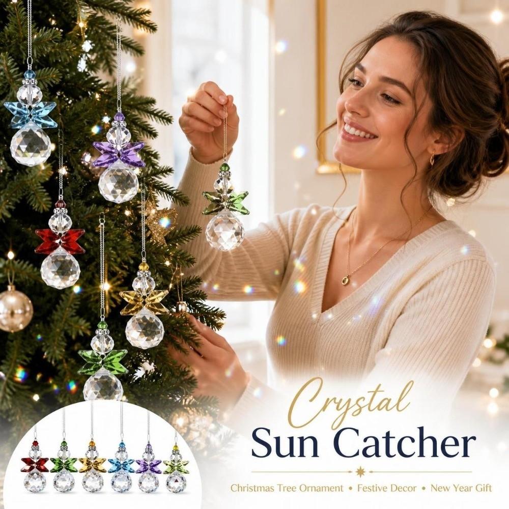 7pcs Crystal Clear Christmas Tree Ornaments Glass Ball Angel Prism Pendant Winter Party