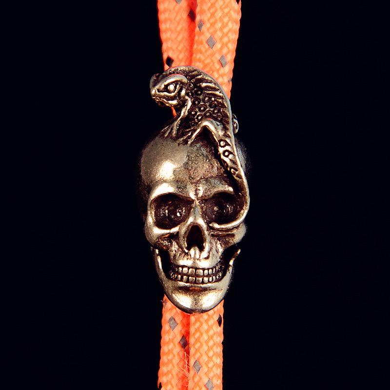 Бусины для ножа из латуни в виде черепа ящерицы EDC DIY Паракордовые плетеные браслеты Подвески-темляки Аксессуары Инструмент для улицы Подвески-безделушки