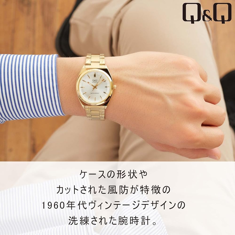 Мужские часы Citizen Q&Q Classic QB78-001 Золотой