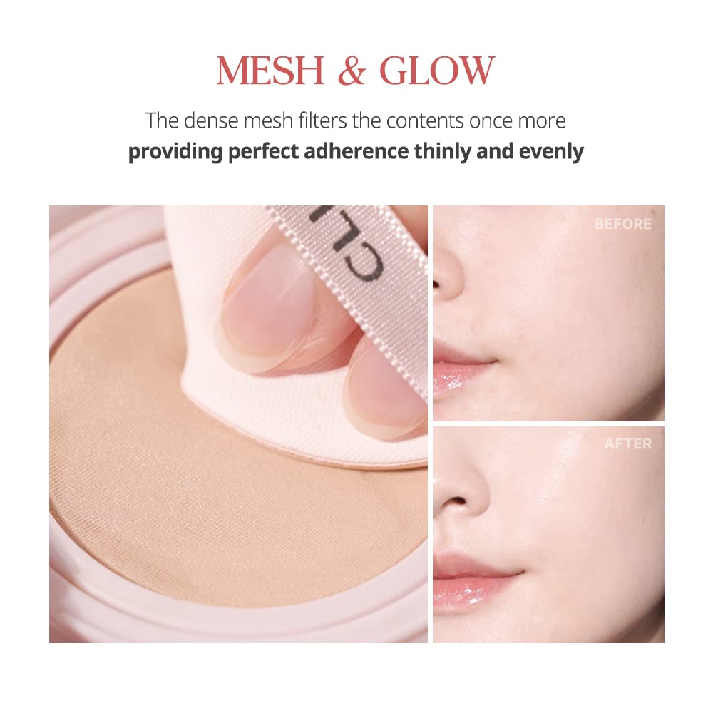 CLIO KILL COVER MESH GLOW CUSHION Корейская косметика Прозрачная глянцевая сыворотка для кожи Поры Защита от УФ-излучения SPF50+ PA++++ (#4 ИМБИРЬ)