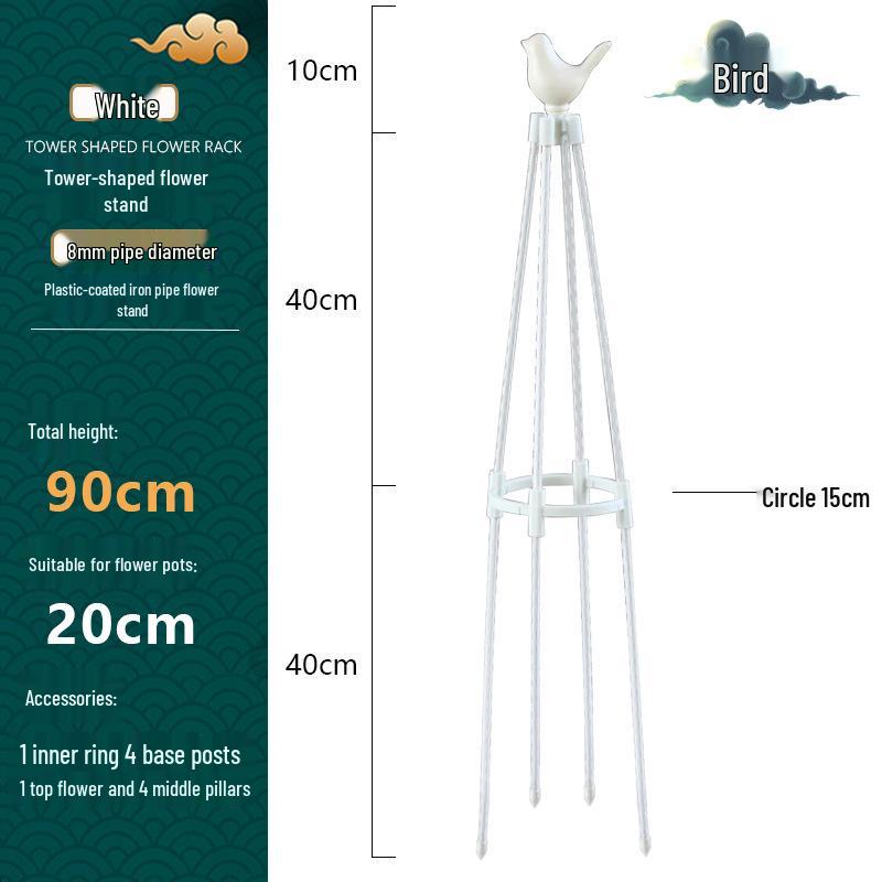 Tower Garden Bird Head Vine Trellis: Plastic-Coated Stake & Flower Support Stand for Outdoor Climbing Plants