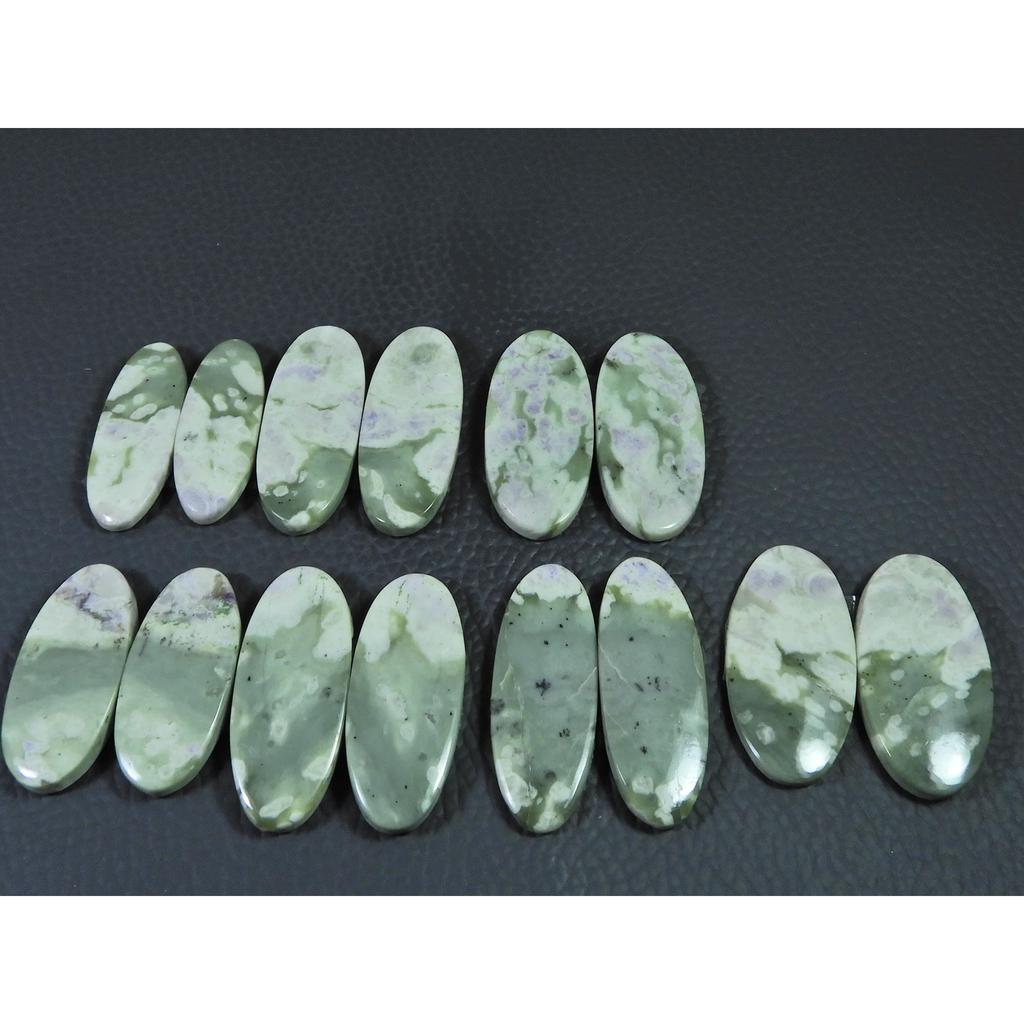 26-31 MM Natural Peace Jade Matched Pair oval Cabochon Gemstone 7 Pair Lot C-772