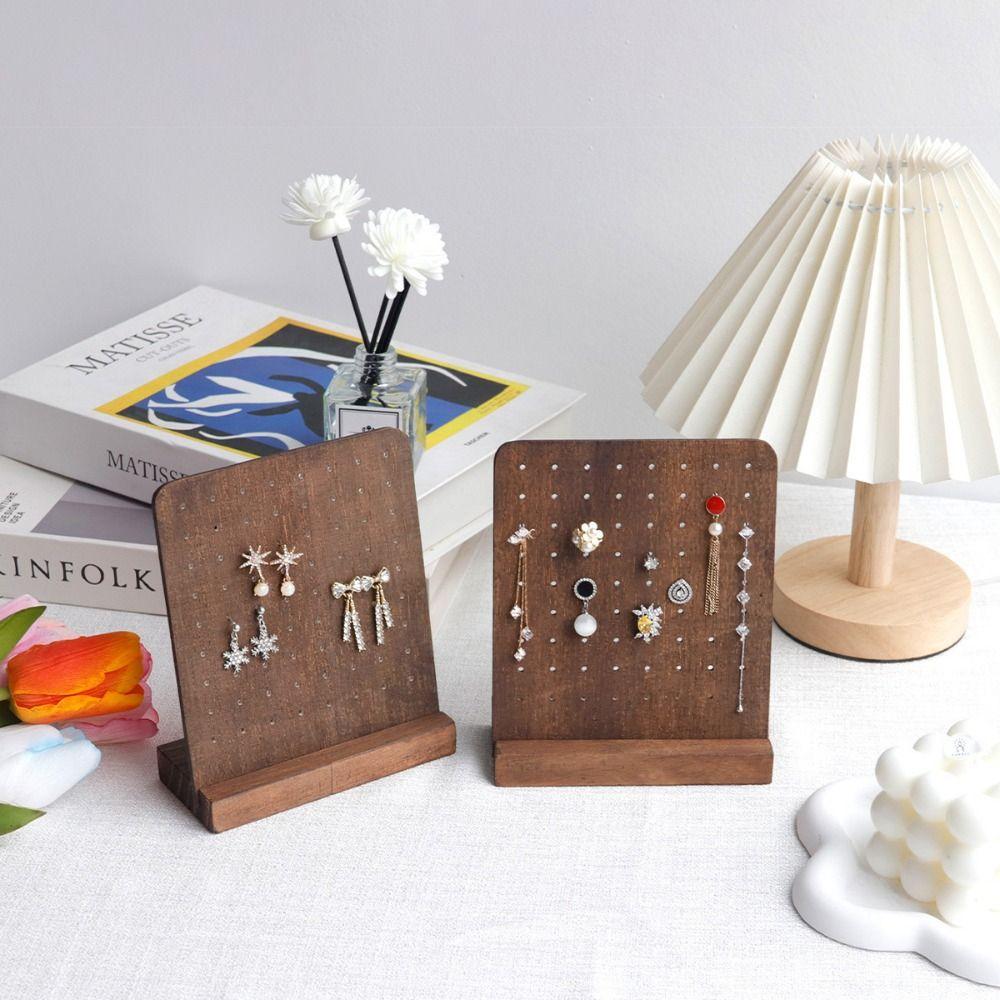 Earring Organizer Wood Earring Stands 72 Holes Earrings Display Stand Earring Holder Desktop Home