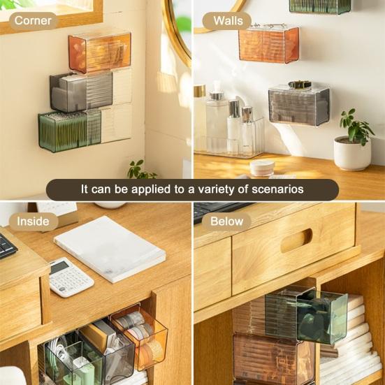 Ящик для хранения, прозрачный пластиковый настенный ящик для хранения, компактный тампон, органайзер для макияжа для домашней ванной комнаты