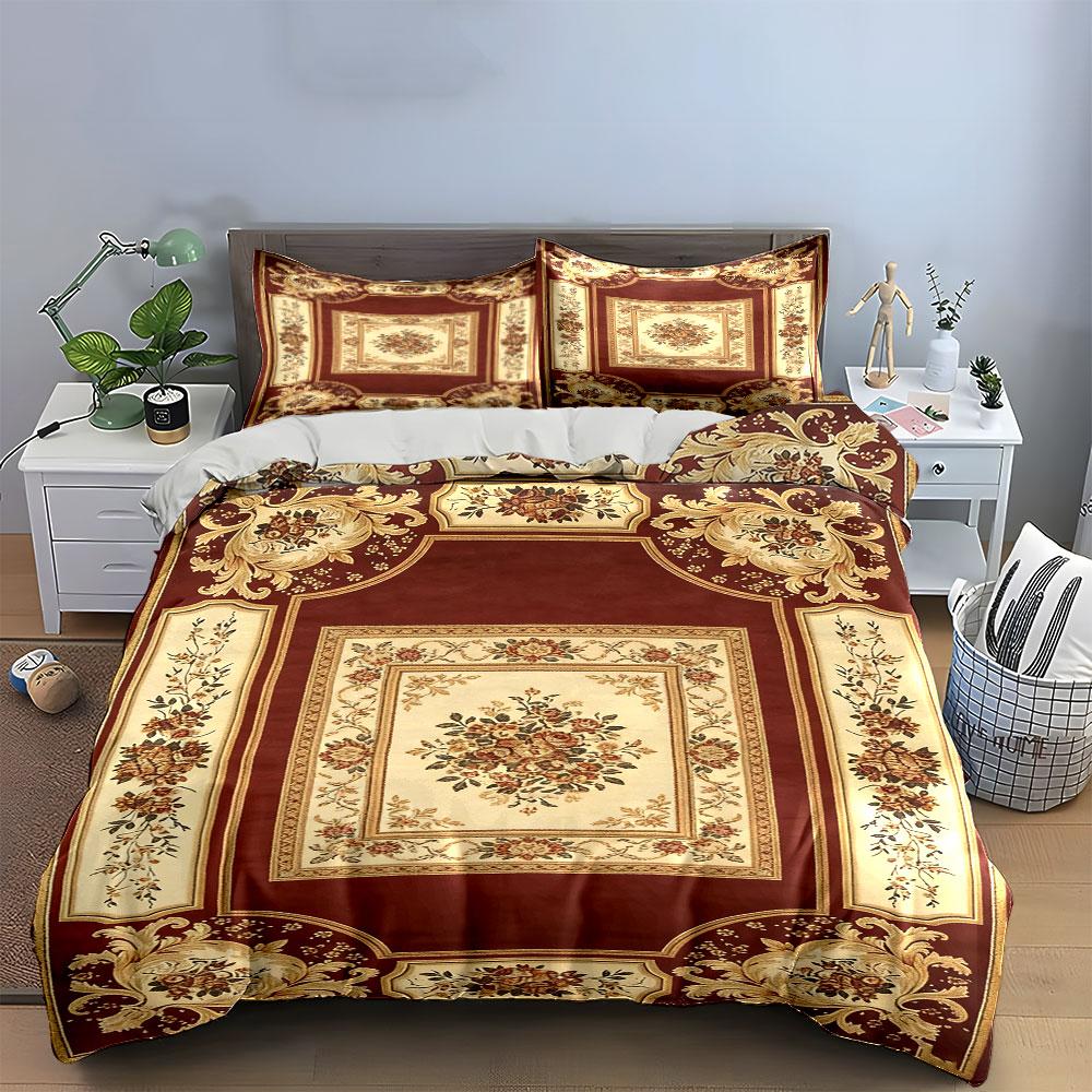 Floral bouquets and scrollwork. Bedding sets Duvet cover sets Duvet covers Pillowcases(1 * Duvet Cover 2 * Pillowcases without duvet insert)
