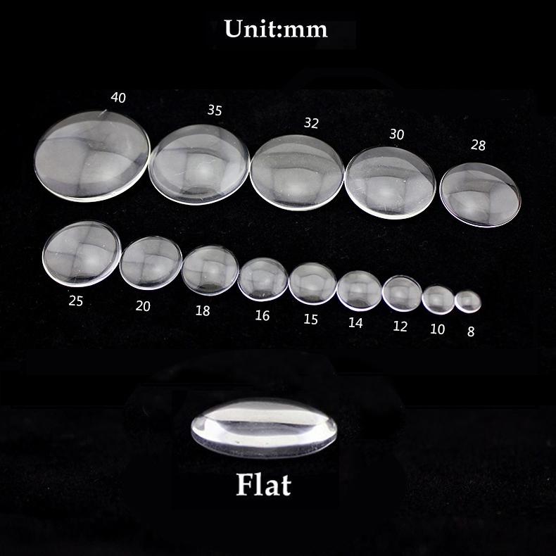 Transparent clear Flat 25mm Round Glass Cabochons