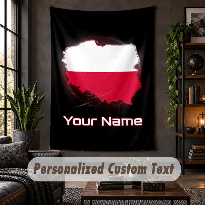 Wall Tapestry Poland Print Custom Name Text Wall Hanging Home Decor