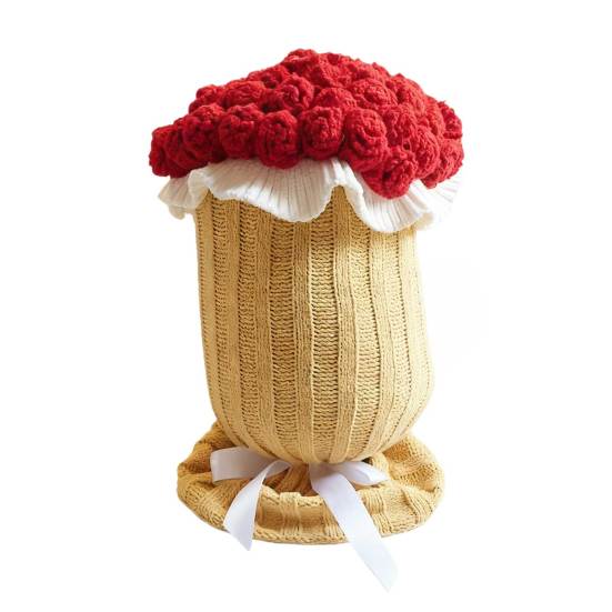 Декоративная вязаная подушка-плед «Букет роз» для дивана, кровати, подарок на День святого Валентина, День матери, Рождество