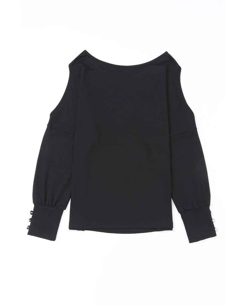 Azura Exchange Черный асимметричный вырез на пуговицах с длинным рукавом