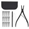 Hair Extension Pliers Kit Bead Pliers 2-Hole Hair Loop Tool Hair Metal Clips for Feather Extensions Hair Tinsel