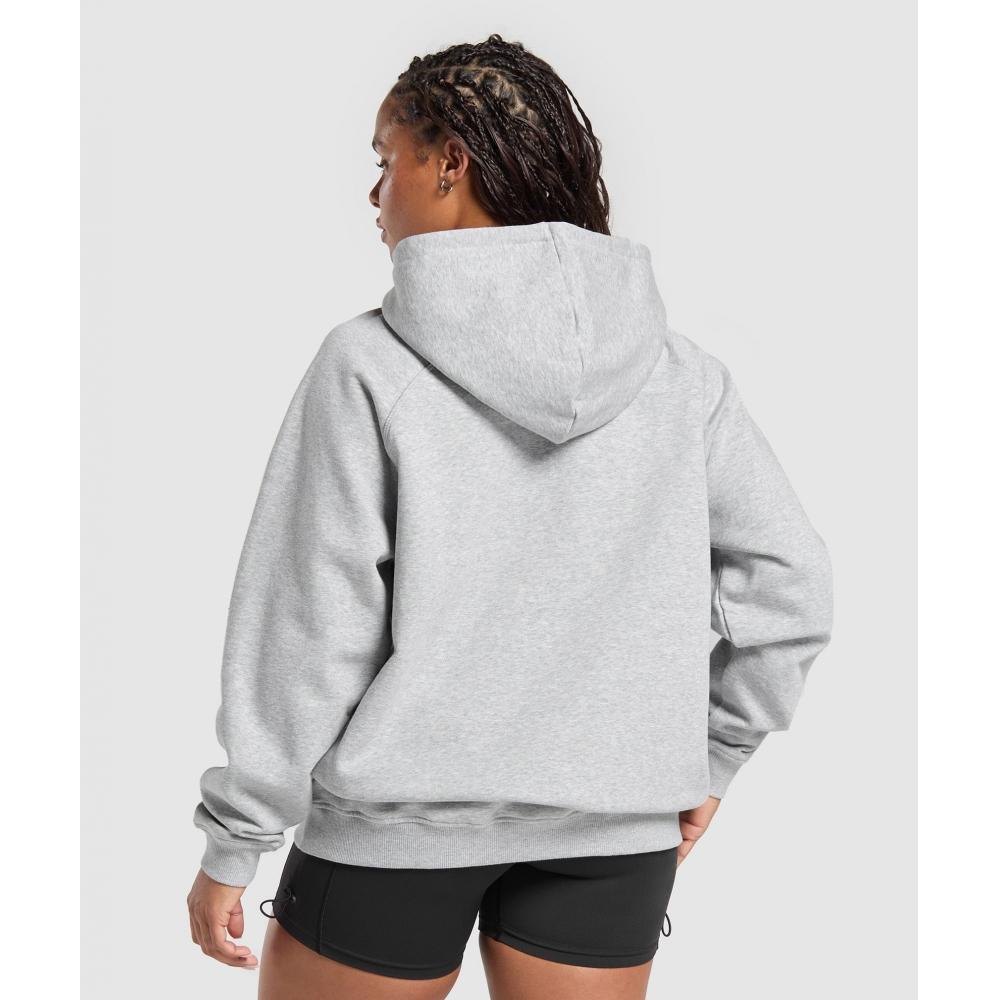 Gymshark Strength Department Graphic Hoodie Light Grey Core Marl B3c3q Gbcn