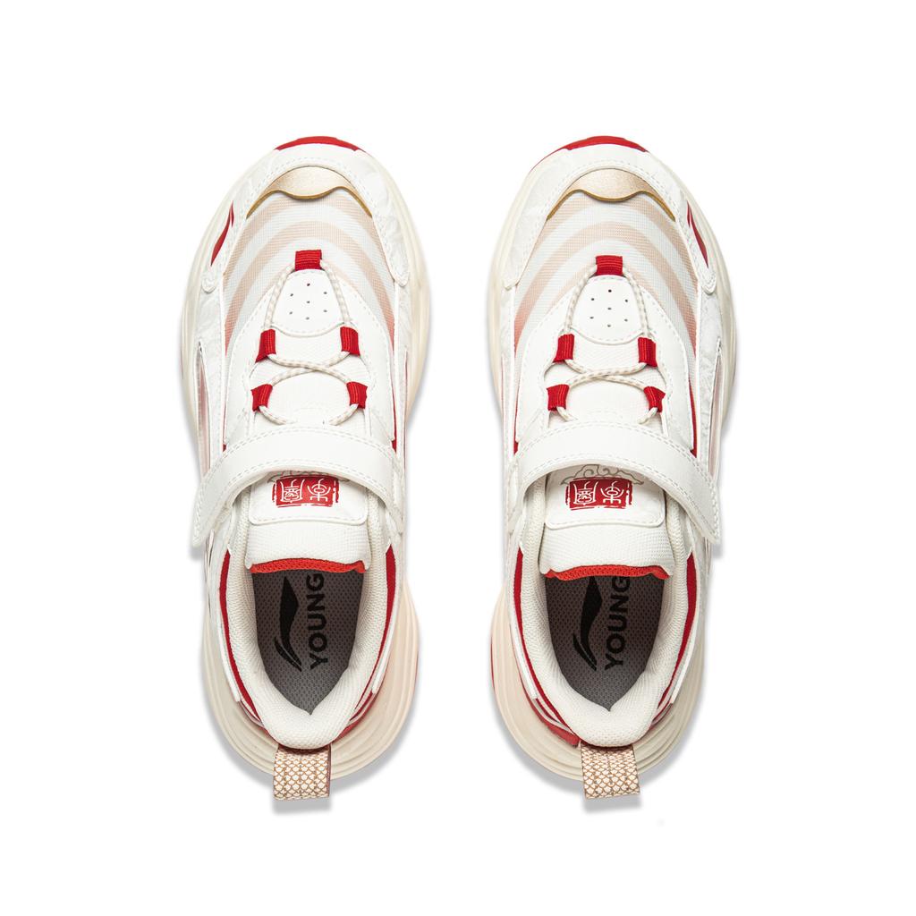 Li Ning Детская Мода Универсальные Трендовые Повседневные Кроссовки Детские Повседневные Кроссовки Шампань-Белый Слава-Красный YKCU206-11