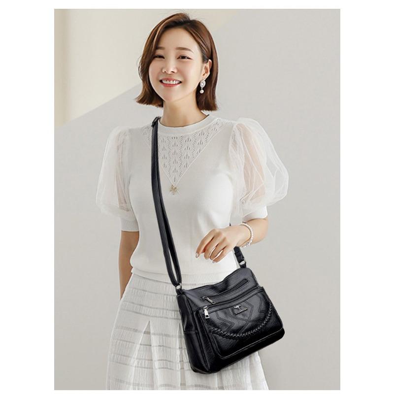 Женская сумка для мамы, простая и модная сумка на плечо, мягкая кожаная женская сумка среднего возраста, большая вместительная сумка через плечо Tide, новинка 2023 года