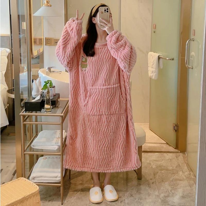 Женская зимняя ночная рубашка, фланель, большой размер, утепленная пижама, теплая пижама, пижамы, повседневные костюмы, домашняя одежда