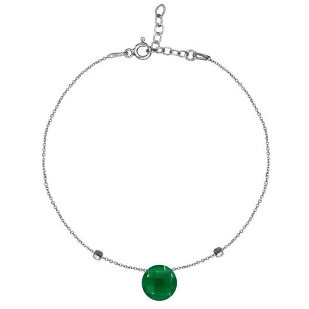 Les Trésors De Lily [R3004] - Silver Bracelet 'Meghan' Green Chalcedony (rhodium) - 8 Mm