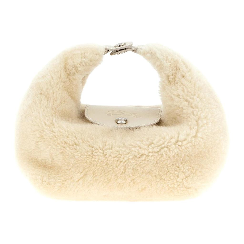 Longchamp Le Pliage Shearling Soft Wool Leather Mini Tote Bag Women Tote Bag Ivory 10291HIF037