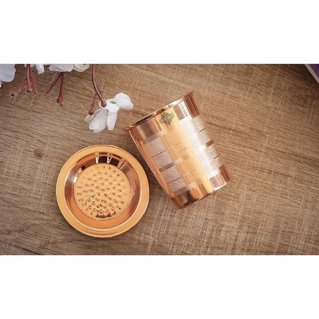 Медный стеклянный стакан с крышкой, посуда для домашнего ресторана, йога-аюрведа, по 300 мл каждый, 4 предмета