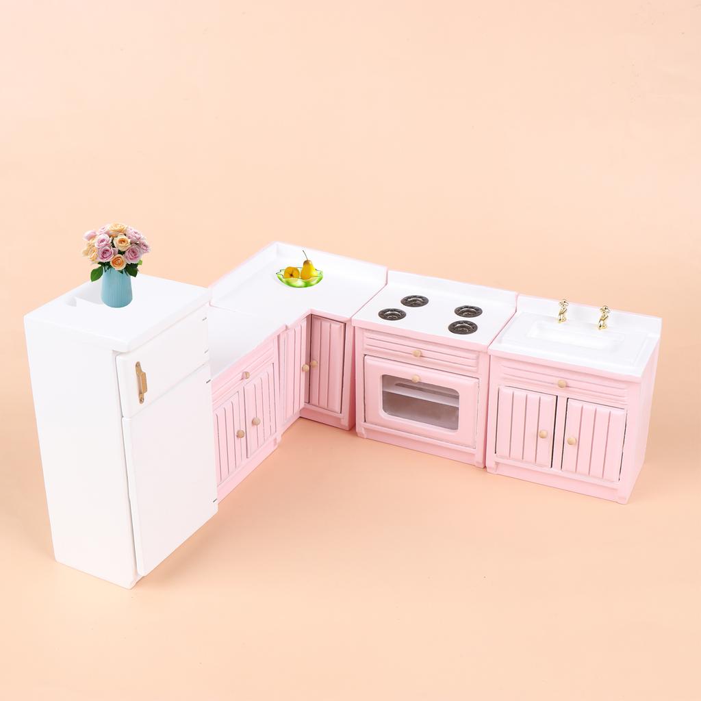 Dollhouse Kitchen Furniture Kit 1:12 Dollhouse Furniture Wooden Kitchen Cabinet