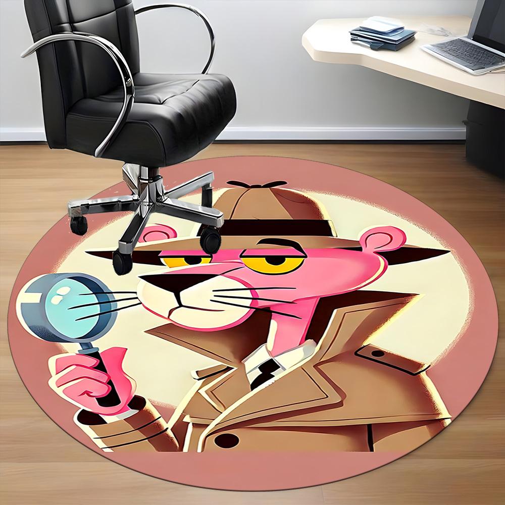 1pc Pink Panther Detective Office Round Area Rug, Under Office Chairs Bedroom Living Room Home Decor a1022326