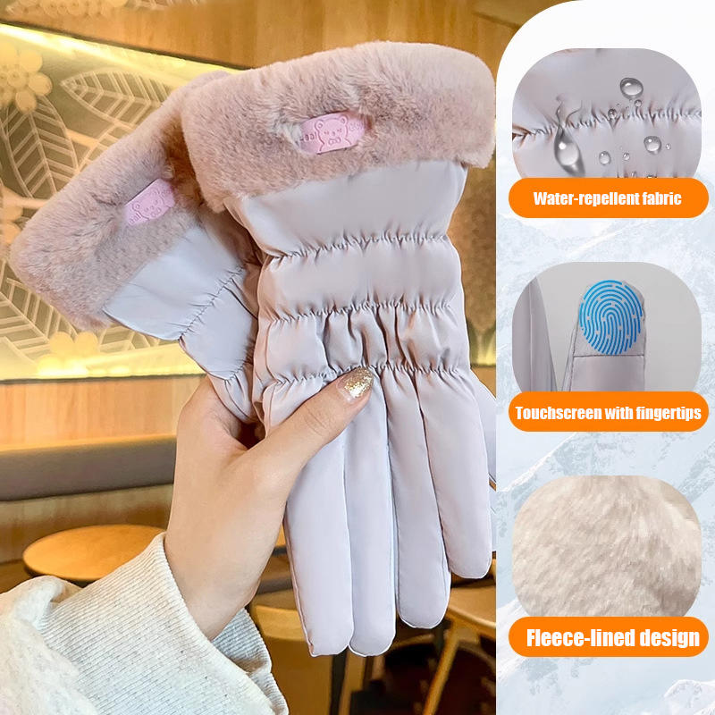 Женские зимние утепленные ветрозащитные лыжные перчатки Теплые водонепроницаемые перчатки с сенсорным экраном для катания, лыж, занятий спортом на открытом воздухе