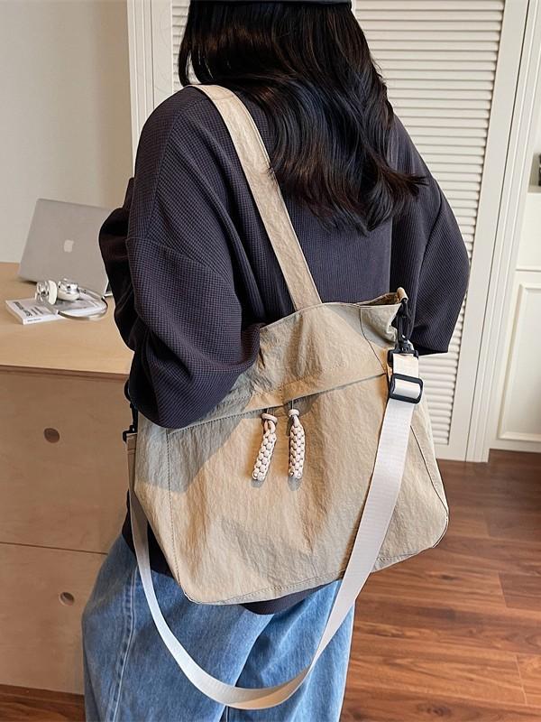 Japanese Style Large Capacity Casual Tote With Double Shoulder Straps For Women