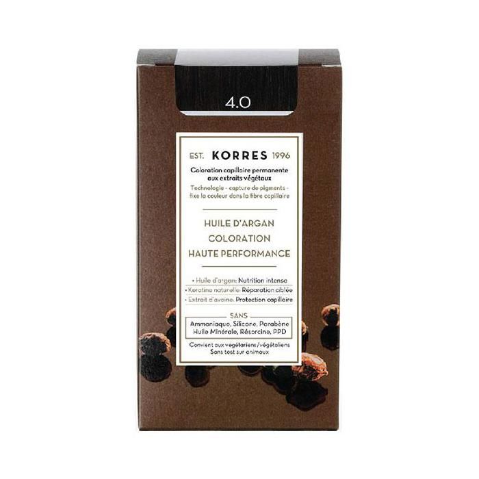 Coloration permanente - korres - châtain naturel 4.0 - sans ammoniaque - crème - tous types de cheveux