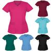 Women Short Sleeve V Neck Soild Tops Pocket Working T-shirts Blouse