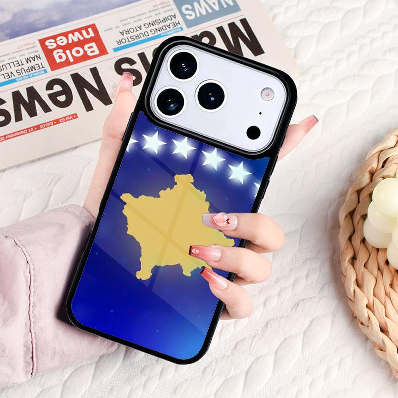 Чехол для телефона с флагом Косово для iPhone 17 16e 15 14 13 12 11 Pro Max Air Mini Мягкий защитный чехол