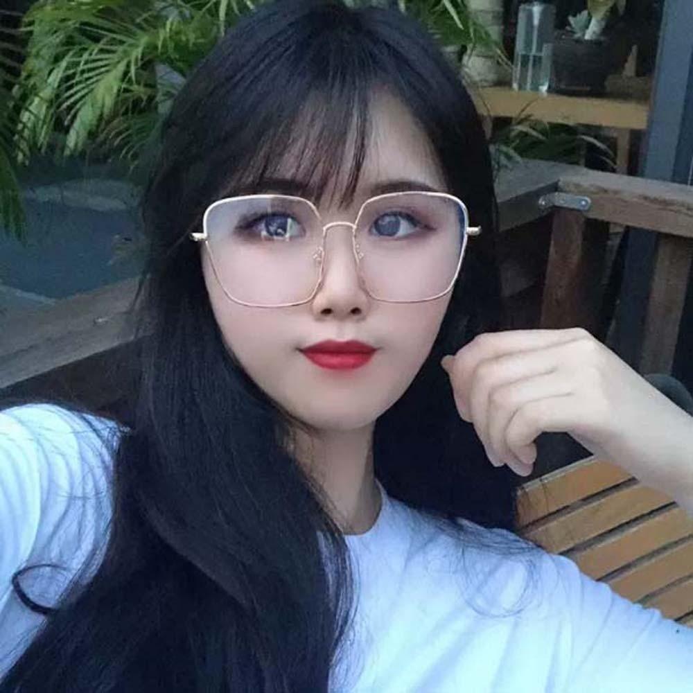 PC Golden-frame Myopia Glasses Lightweight Women Reading Eyewear Glitter Big Frame Glasses  Outdoor