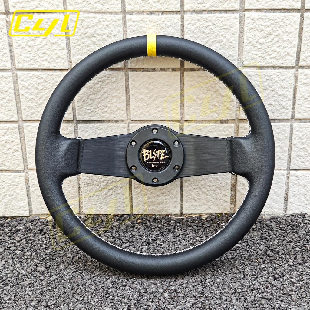 JDM BLITZ Style 2 Spoke Steering Wheel Universal 12.6inch Deep Corn Racing Drift Steering Wheel