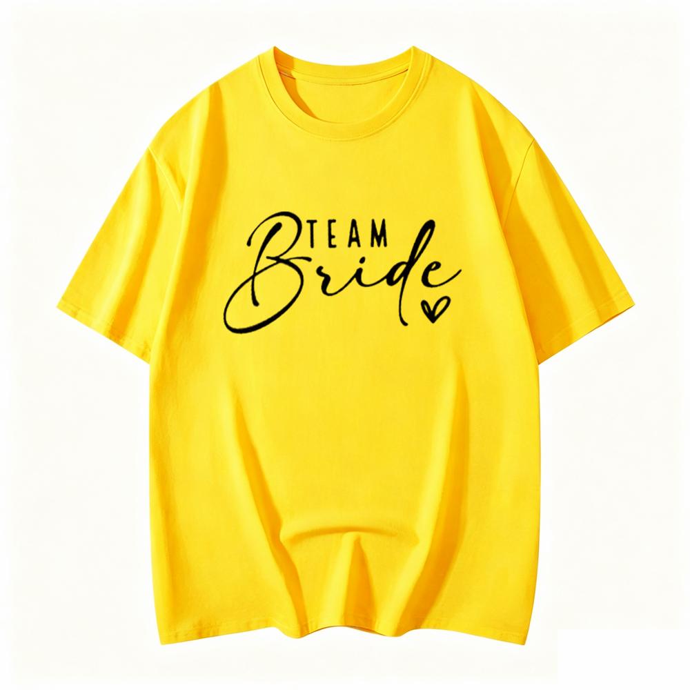 Team Bride Heart Evjf Hen Party Unisex Gropu Tshirt Girl Wedding Female Tops Tee Camisetas Mujer Female Pink White Clothes