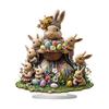Easter 2D Flat Decoration Acrylic Statue Egg Bunny Easter Decor for Desk Spring Easter Stand Figure Indoor Home Decoration