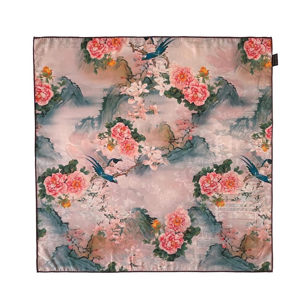 Garnish Hollow Printing Silk Scarf Mulberry Silk Scarf Double-sided Printing Square Scarf High-end Shawl for Women