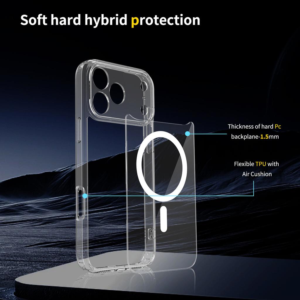 For Apple 17 Promax Magnetic Mobile Phone Case with Fine Holes and Transparent for IPhone 16 Wireless Charging Protection 15 Hard Case