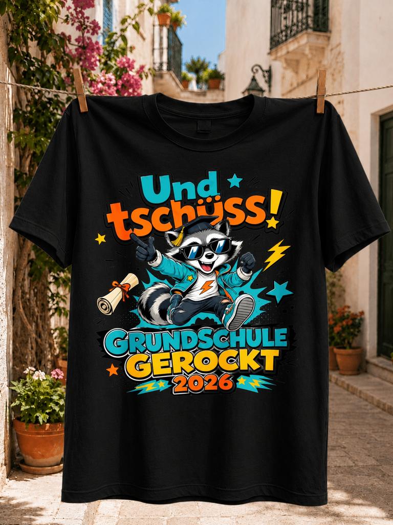 Rocked 2026 Graduation with Cool Raccoon Diploma Stars and Lightning Unisex All Unisex All T-Shirt