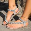 Fashion 2025 New Ladies Shoes Open Toe Women's Sandals Fashion Crystal Daily Sandals Women Summer Plus Size Best Seller Flat Sandals