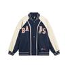 Li Ning Badfive Color Block свободная бейсбольная куртка с длинным рукавом мужская куртка темно-синего цвета AFDT437-4