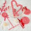 1 шт. DIY Цветочная композиция «Леденец», Тканевая декоративная полоса, Полосатый помпон, Колокольчики, Праздничный декор, Красно-белый леденец, DIY центральный элемент