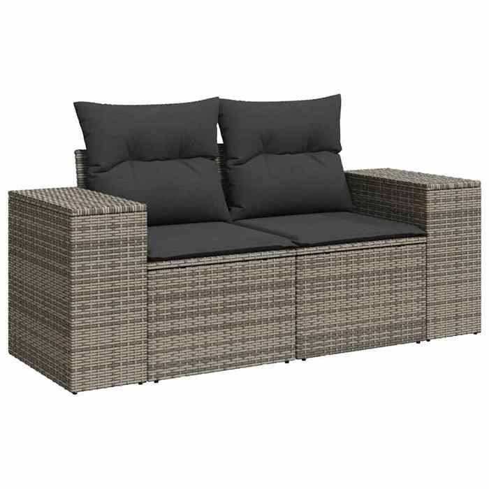 VidaXL Salon de Jardin avec Coussins 6 pcs, Canapés de Terrasse, Ensemble de Meubles de Patio, Mobilier d'Extérieur, Gris 3222859