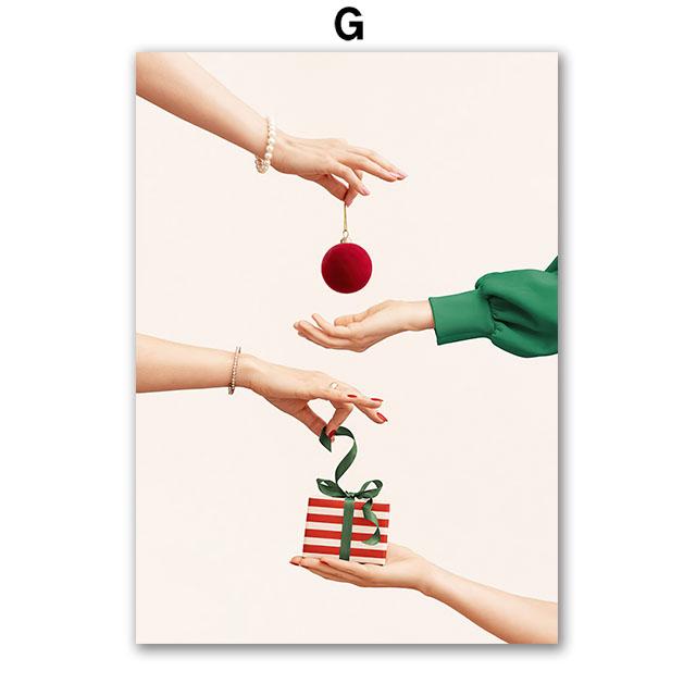 Рождественская елка Девочка Санта Клаус Машина Подарок Вечеринка Настенное искусство Холст Живопись Скандинавские постеры Принты Картина для гостиной Домашний декор