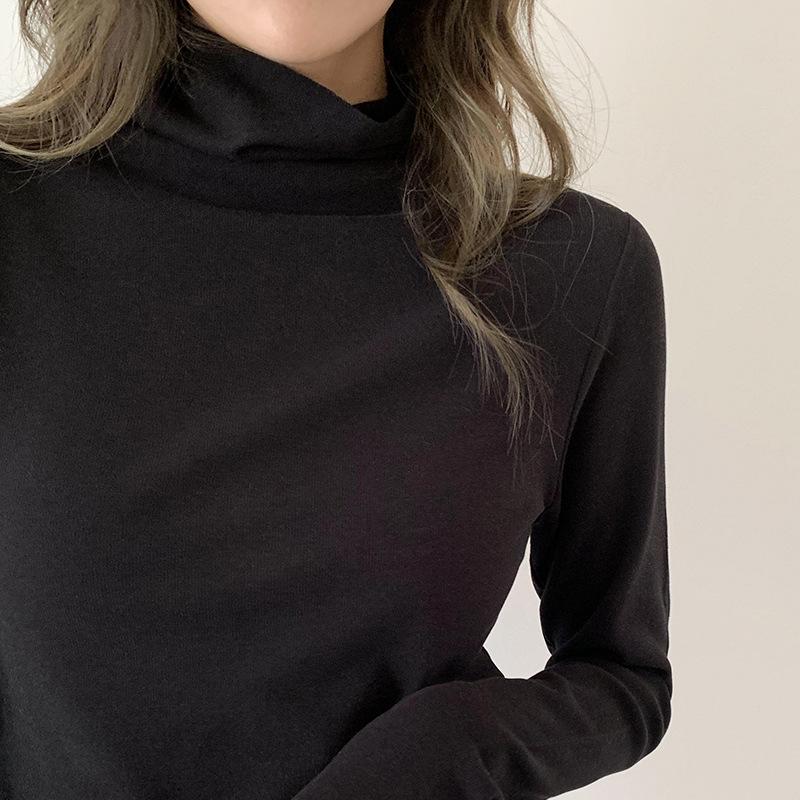 Женская рубашка из немецкого бархата с воротником-получерепахой, универсальная, на осень и зиму, с длинными рукавами, облегающий белый бархатный топ из белого бархата