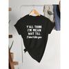 Plus Size Letter Print Short Sleeve T-shirt, Women's Plus Slight Stretch Round Neck Casual Tee