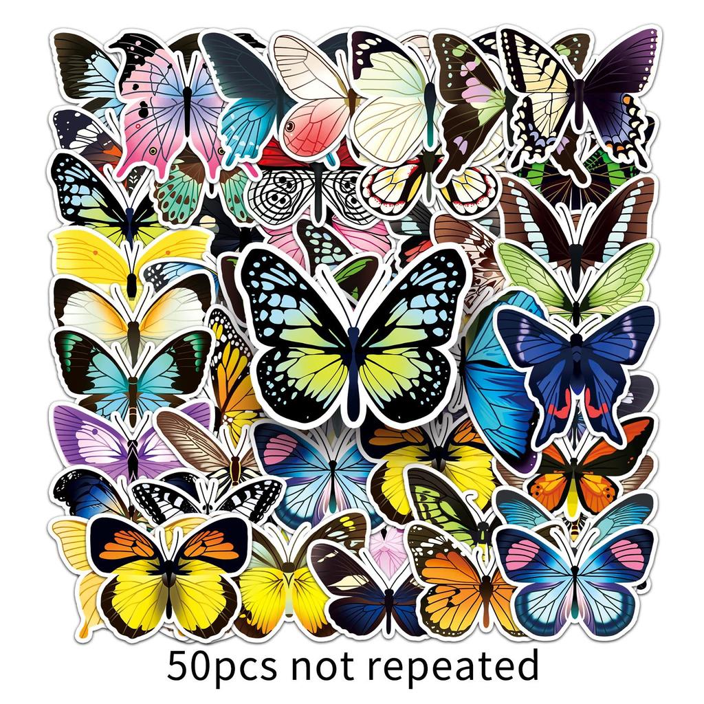 50 Butterfly Graffiti Personalized Insect Gauze Decorative Mobile Phone Case Suitcase Stickers