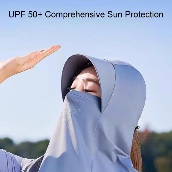Солнцезащитная шляпа Ледяная шелковая охлаждающая ткань UPF50+ Полное покрытие лица и шеи Шляпа для защиты от солнца Дышащие отверстия Тонкий головной убор для езды на велосипеде