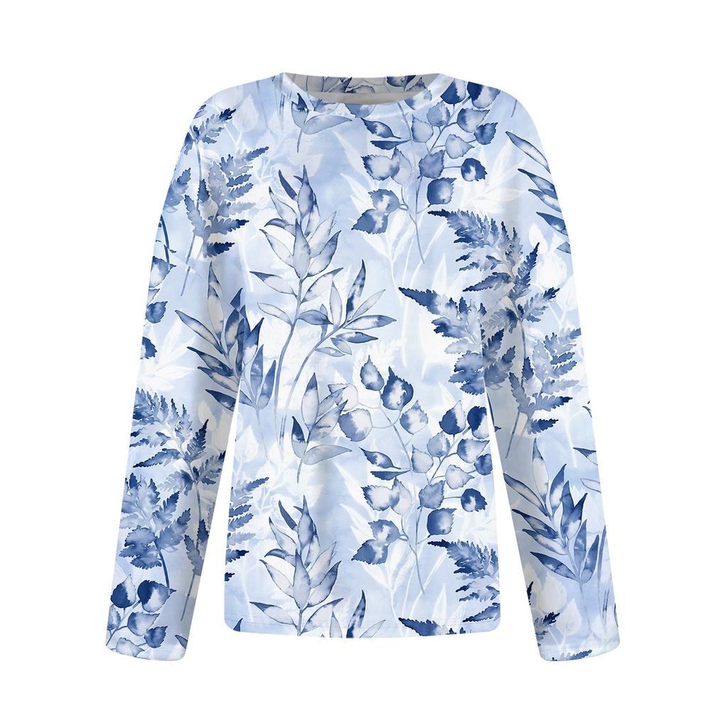Женская футболка с принтом, длинный рукав, повседневная, выходного дня, модная, с заниженной линией плеч, с круглым вырезом, блузка