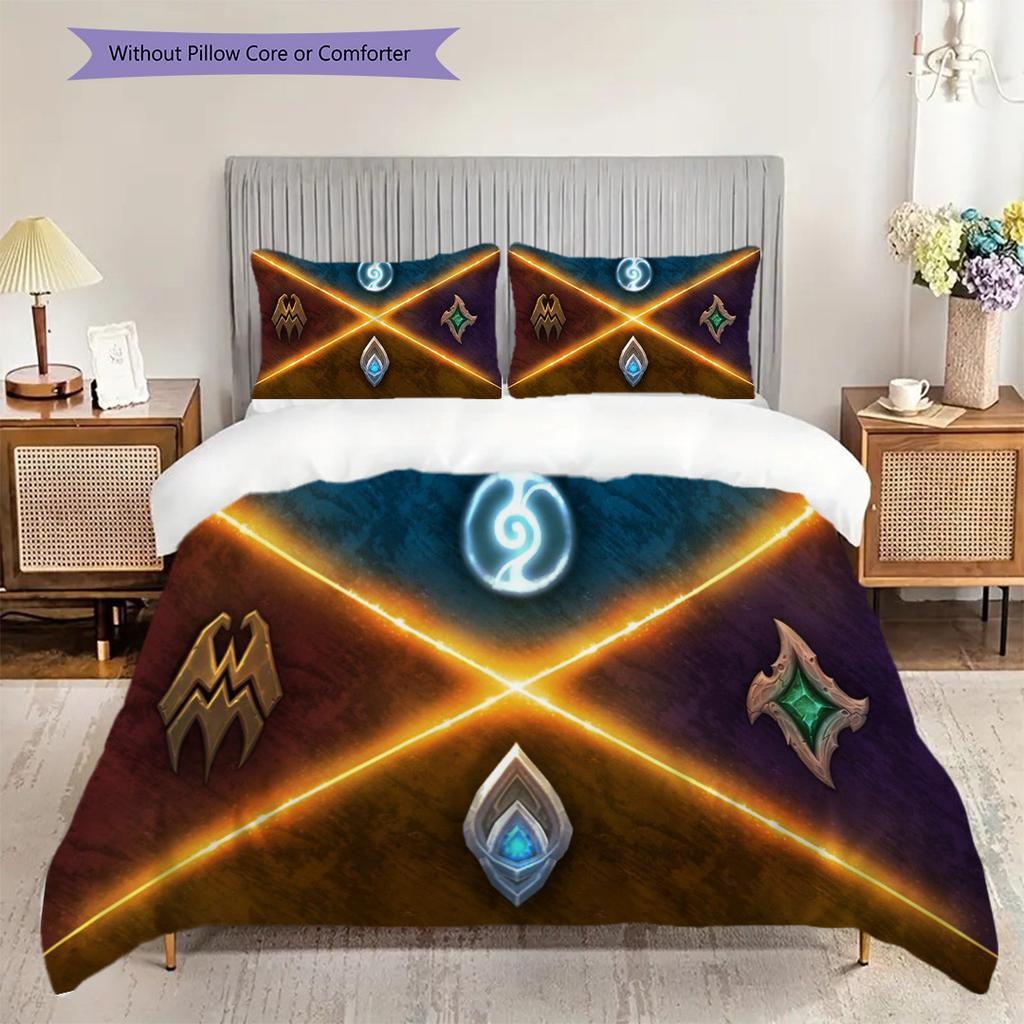 Fantasy Warriors Unite Bedding (1 * duvet cover + 2 * pillowcase, without core) 2D Flat Soft and comfortable Christmas birthday gift