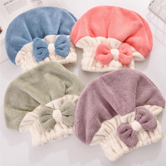 Hair Absorbent Hat Soft Thicken No Shedding Bowknot Dry Hair Breathable Double