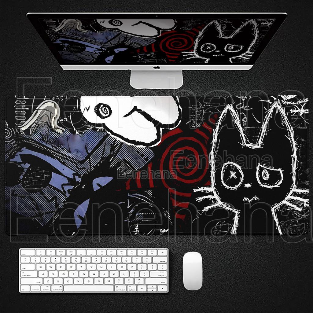 Graffiti Style Black Cat Cute Mouse Pad Large Kawaii Desk Mats Computer PC Gamer XXL Non-slip Keyboard Office Gaming Accessories