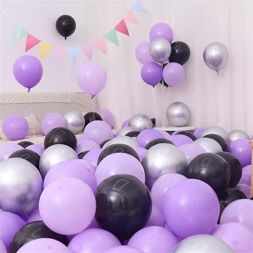 Серебряные 20 шт. Белые Фиолетовые Металлические Латексные Хромированные Шары Свадебные Украшения Матовые Глобос Украшения для Дня Рождения