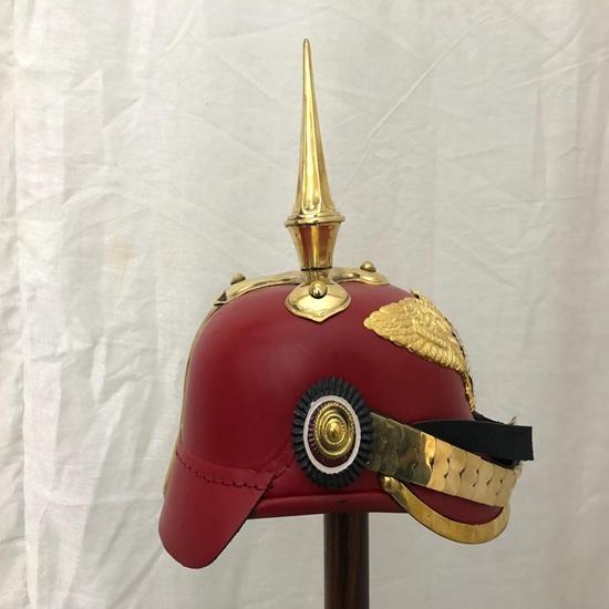 Красный немецкий прусский шлем Пикельхаубе, Имперский офицерский шлем с шипом, Носимый для взрослых, Подарок